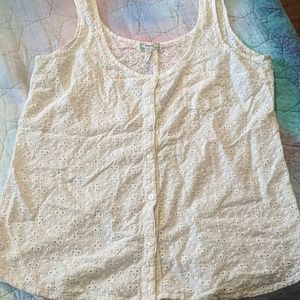 Button down eyelet tank top
